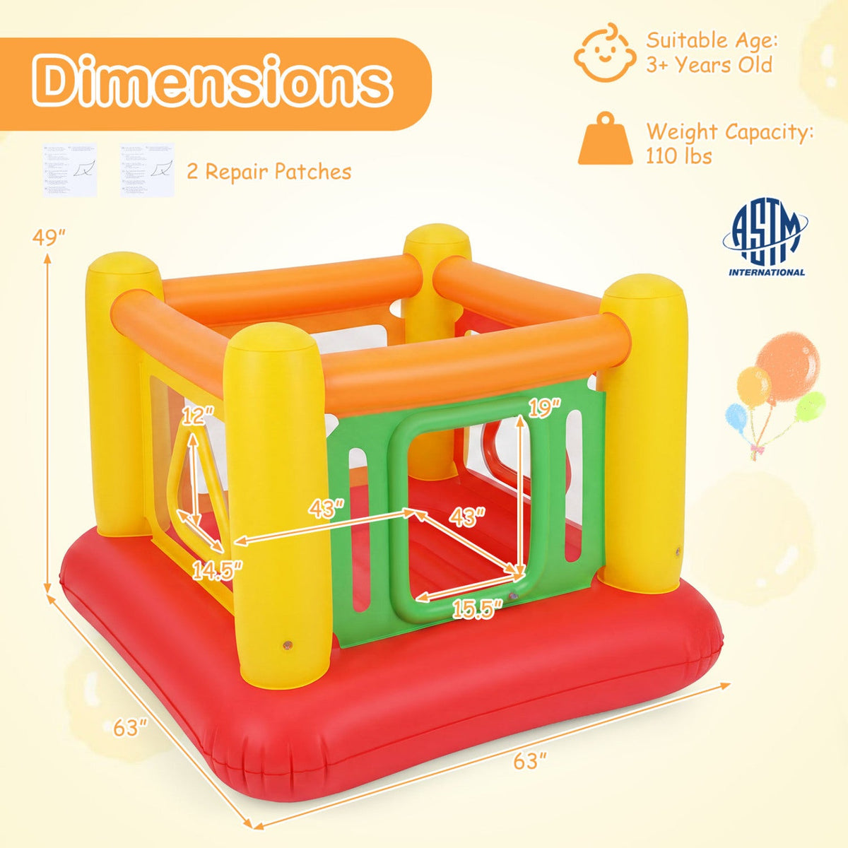 Inflatable Bounce House for Kids with Transparent Side Walls
