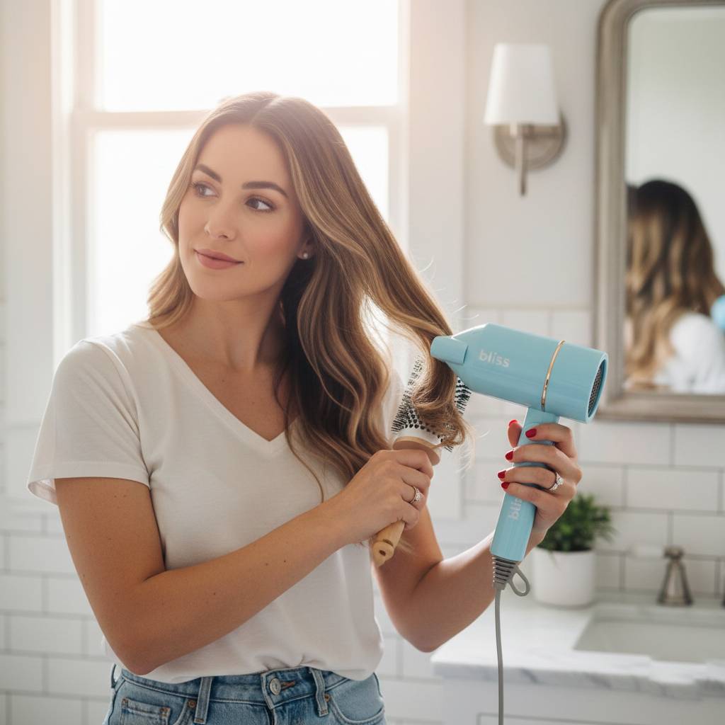BLISS 1200W Professional Hair Dryer with Concentrator Nozzle – Lightweight Styling Dryer (Blue, Pink)