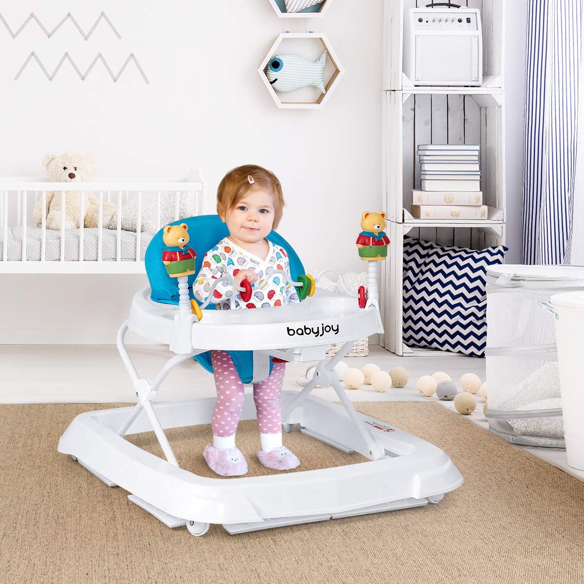 Adjustable Height Removable Folding Portable Baby Walker