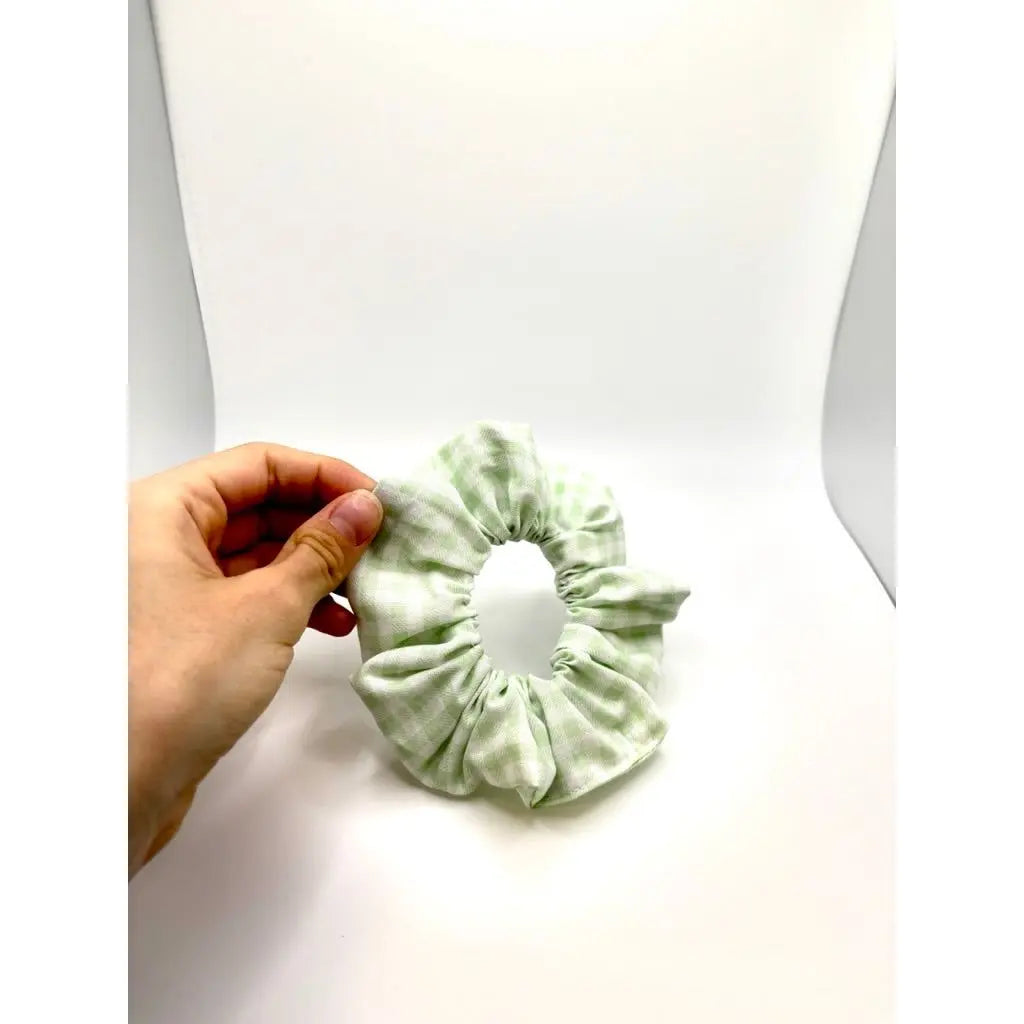 Mini Mint Green Gingham Spring Scrunchie