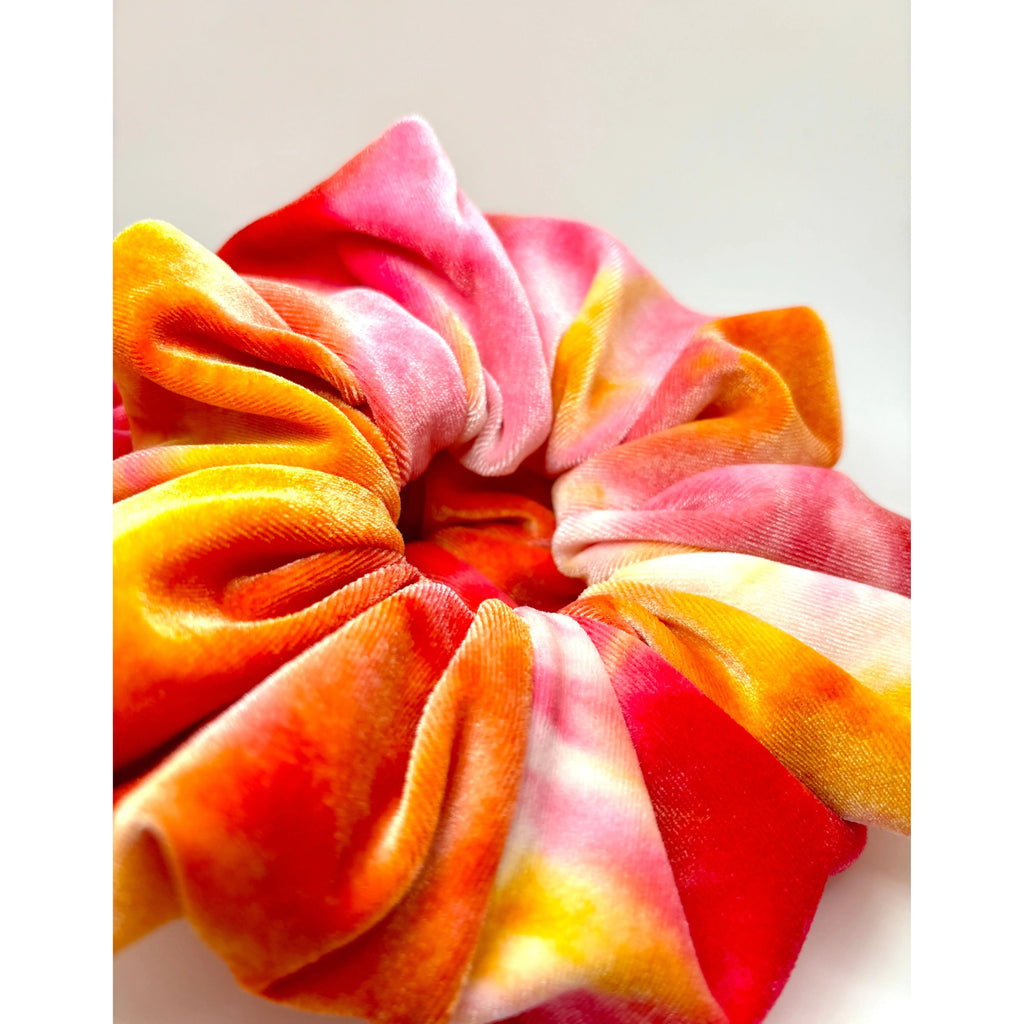Sunset Tie Dye Velvet Summer Scrunchie