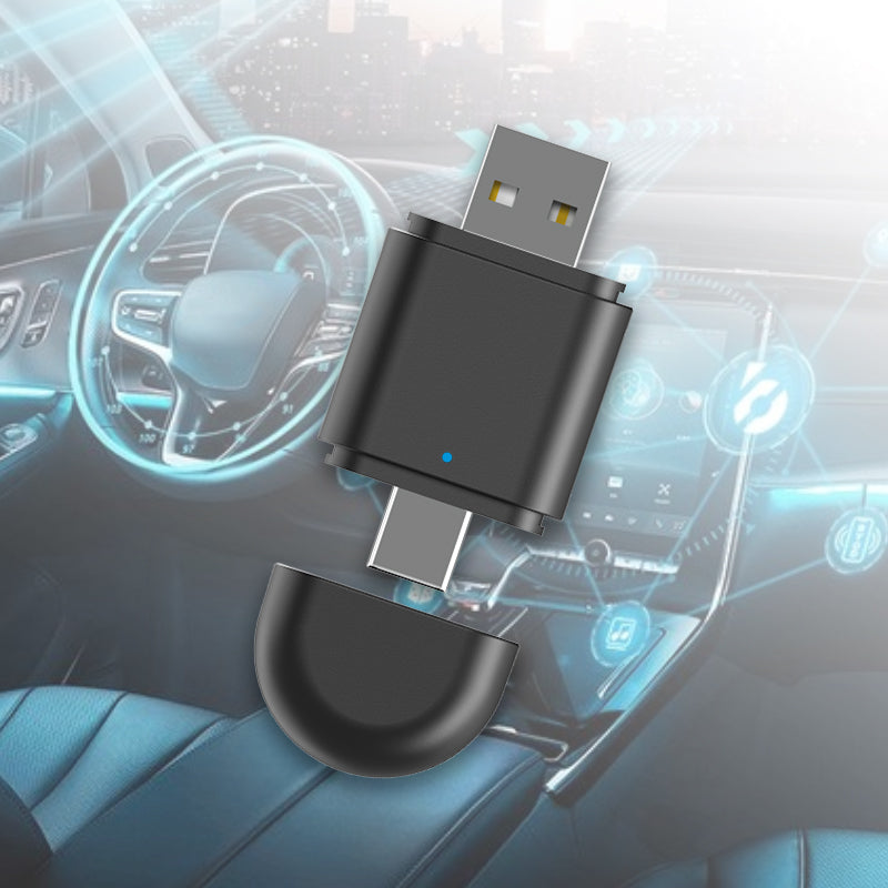 2-in-1 Wireless CarPlay & Android Auto Adapter | USB & Type-C Plug | 5.8GHz Wi-Fi