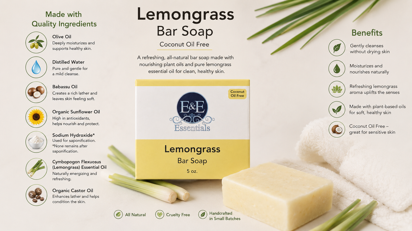 Lemongrass Bar Soap (Coconut Oil Free)