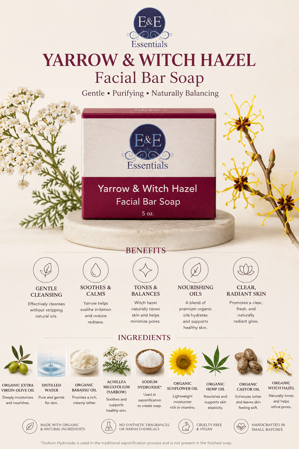 Yarrow & Witch Hazel Facial Bar Soap