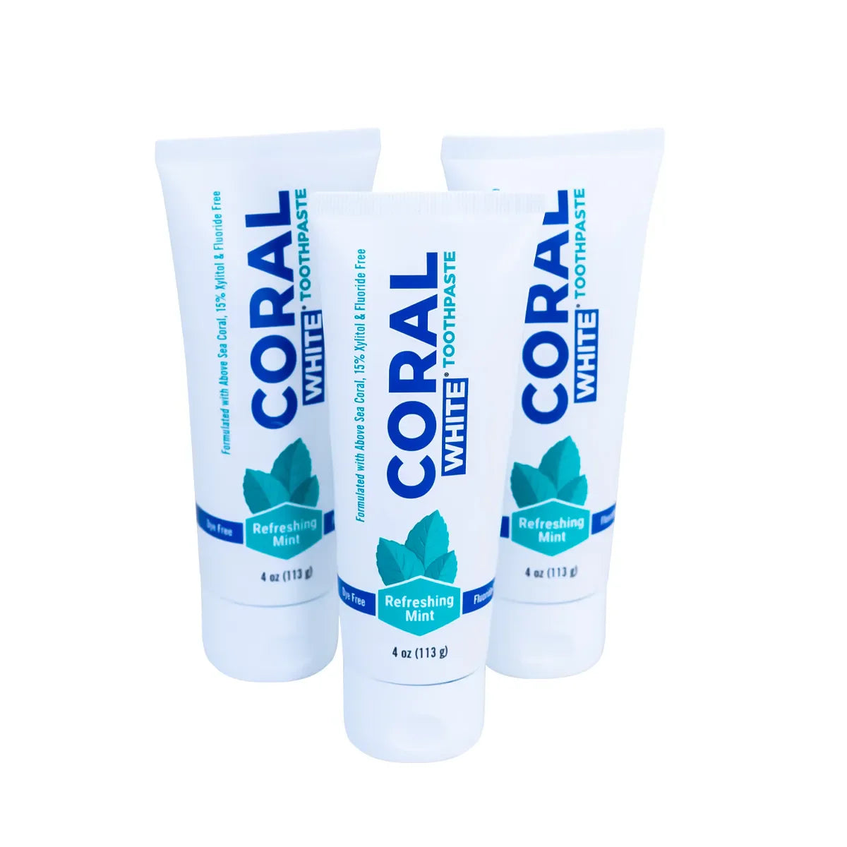 Fluoride Free Toothpaste 3 Pack Coral White Mint (3 Tubes)