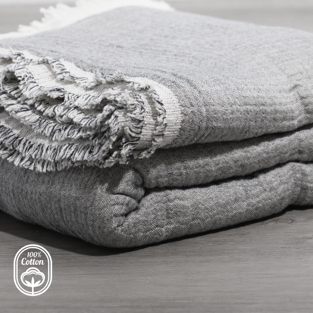 100% Cotton Reversible Muslin Coverlet 80" x 102"