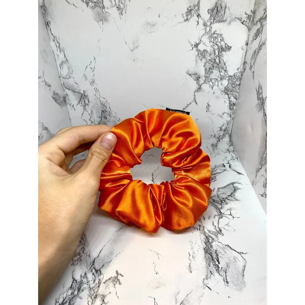 Mini Orange Silk Fall Scrunchie