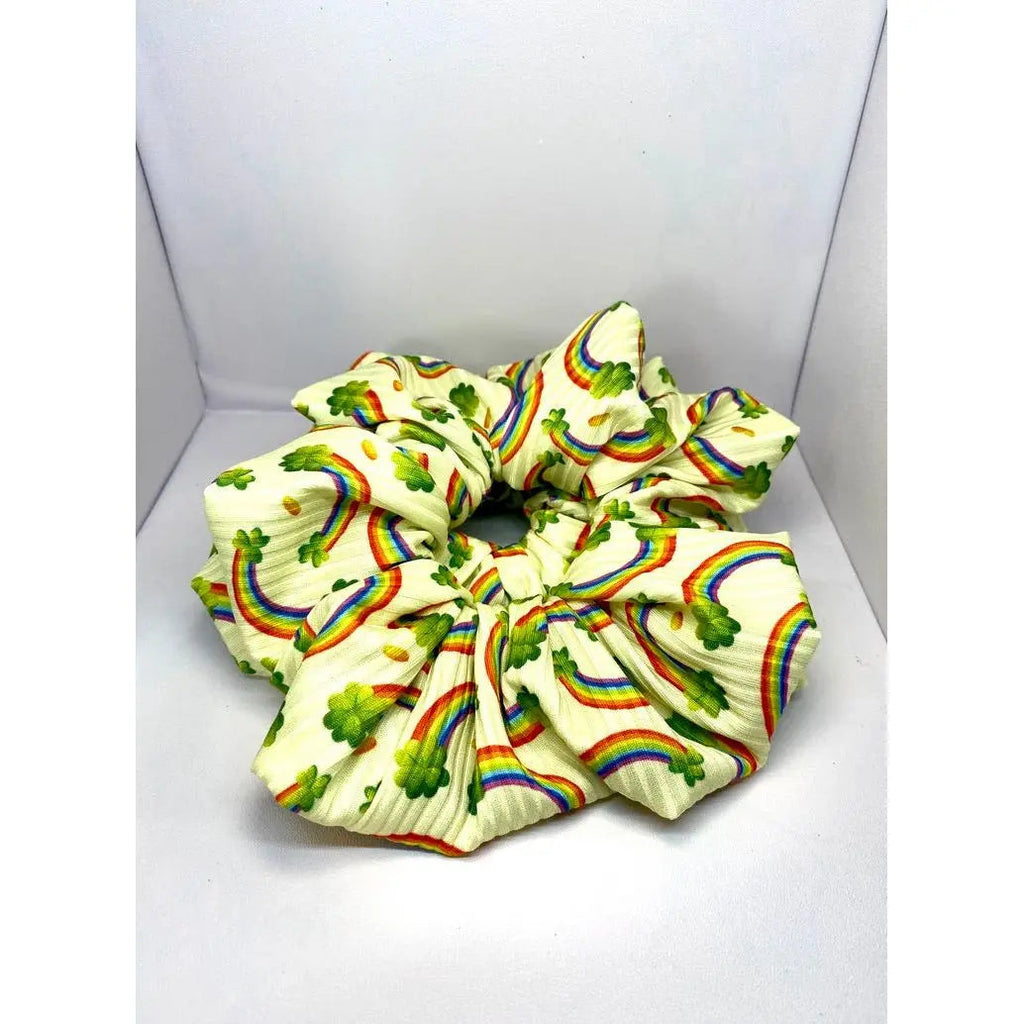 Rainbow Clover St Patrick's Day Scrunchie