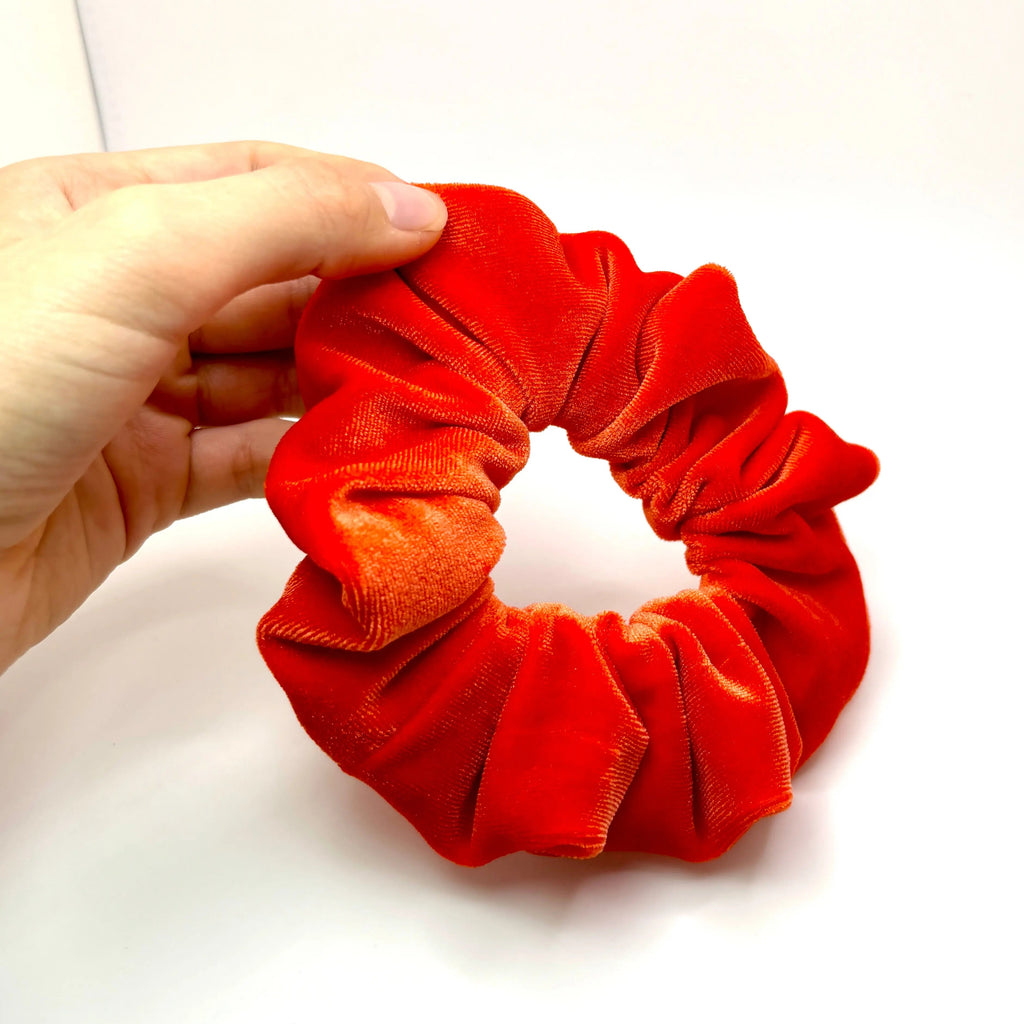 Mini Bright Orange Velvet Scrunchie