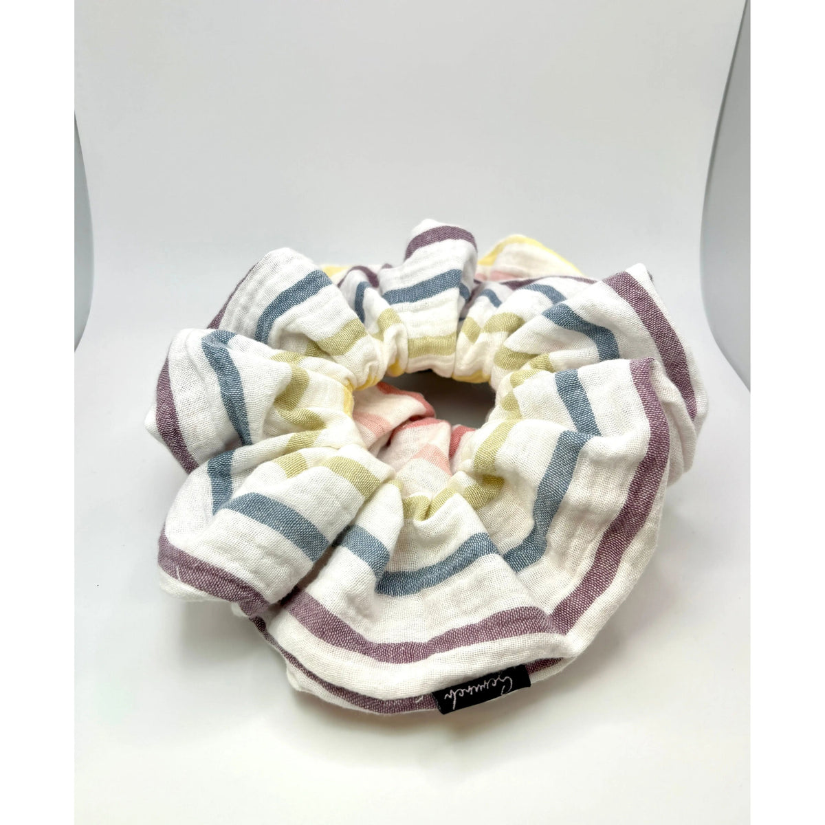 Rainbow White Striped Scrunchie