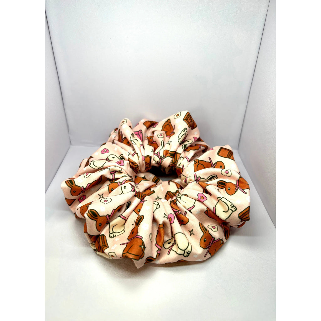 Chocolate Bunny Easter Poly Scrunchie