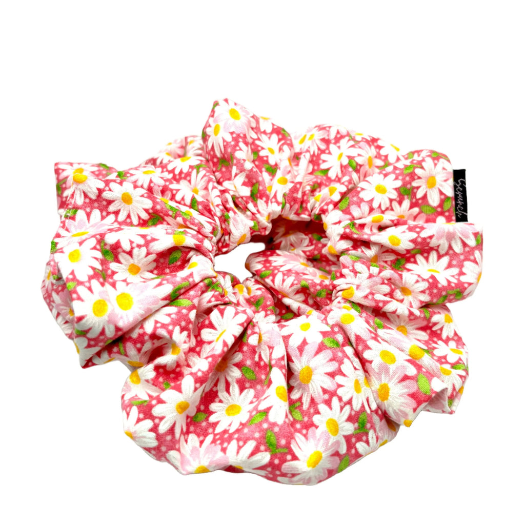 Pink Daisy Summer Scrunchie