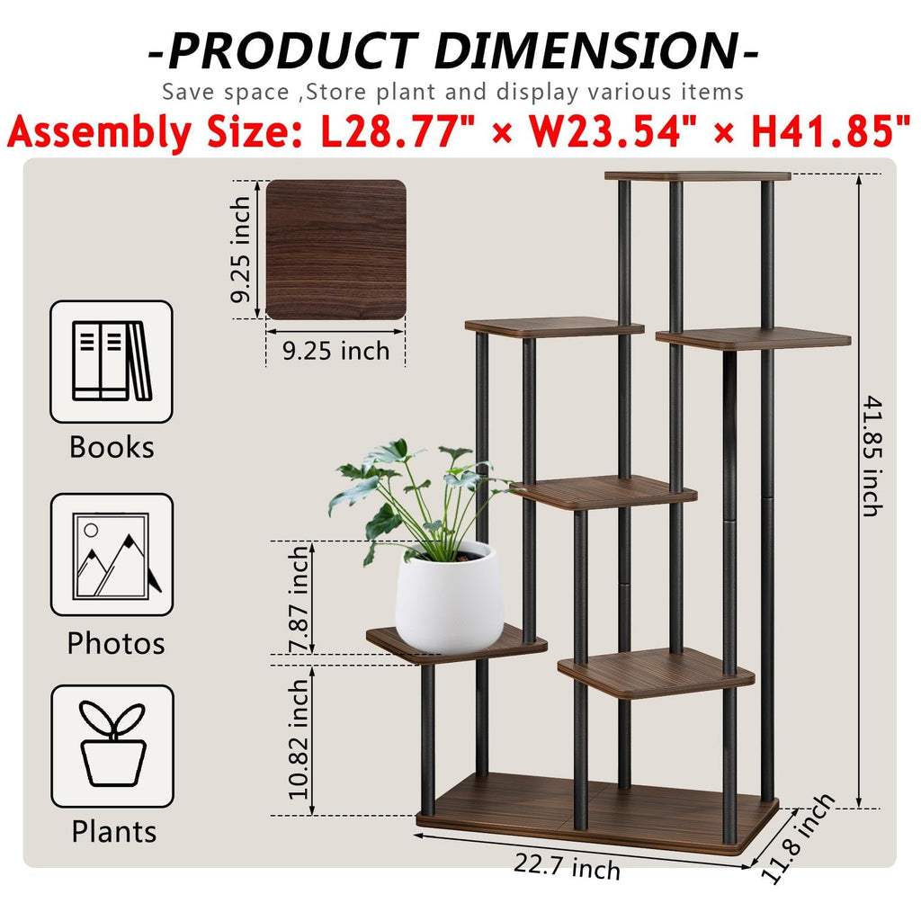 5-Tier Metal Plant Stand with Wheels, Rolling Indoor Outdoor Planter Shelf