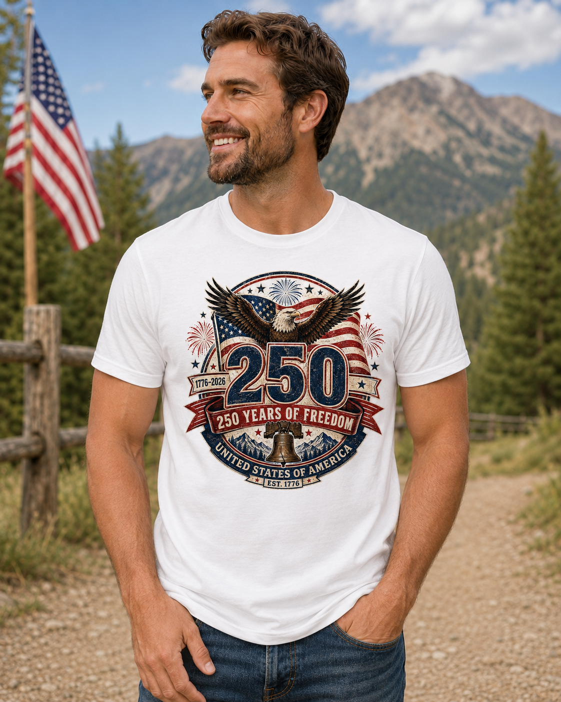 Vintage T-Shirt 250 Years Of Freedom Patriotic America