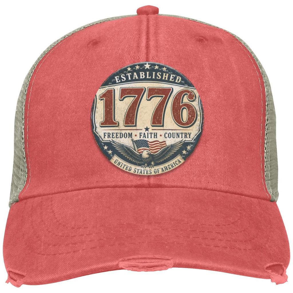 1776 Freedom Heritage Patriotic Fourth Of July Distressed Ollie Cap