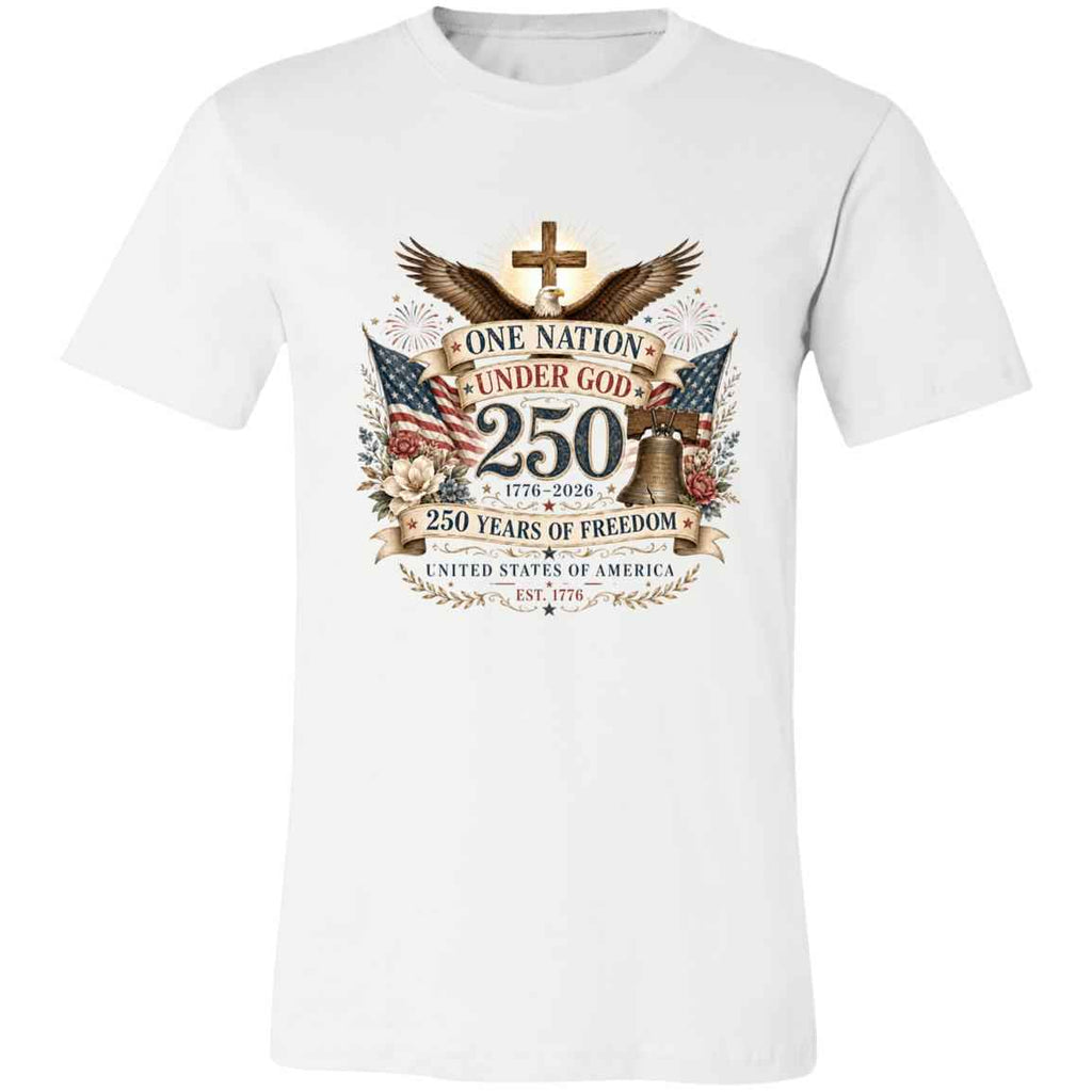Ladies Vintage T-Shirt One Nation Under God Patriotic Freedom