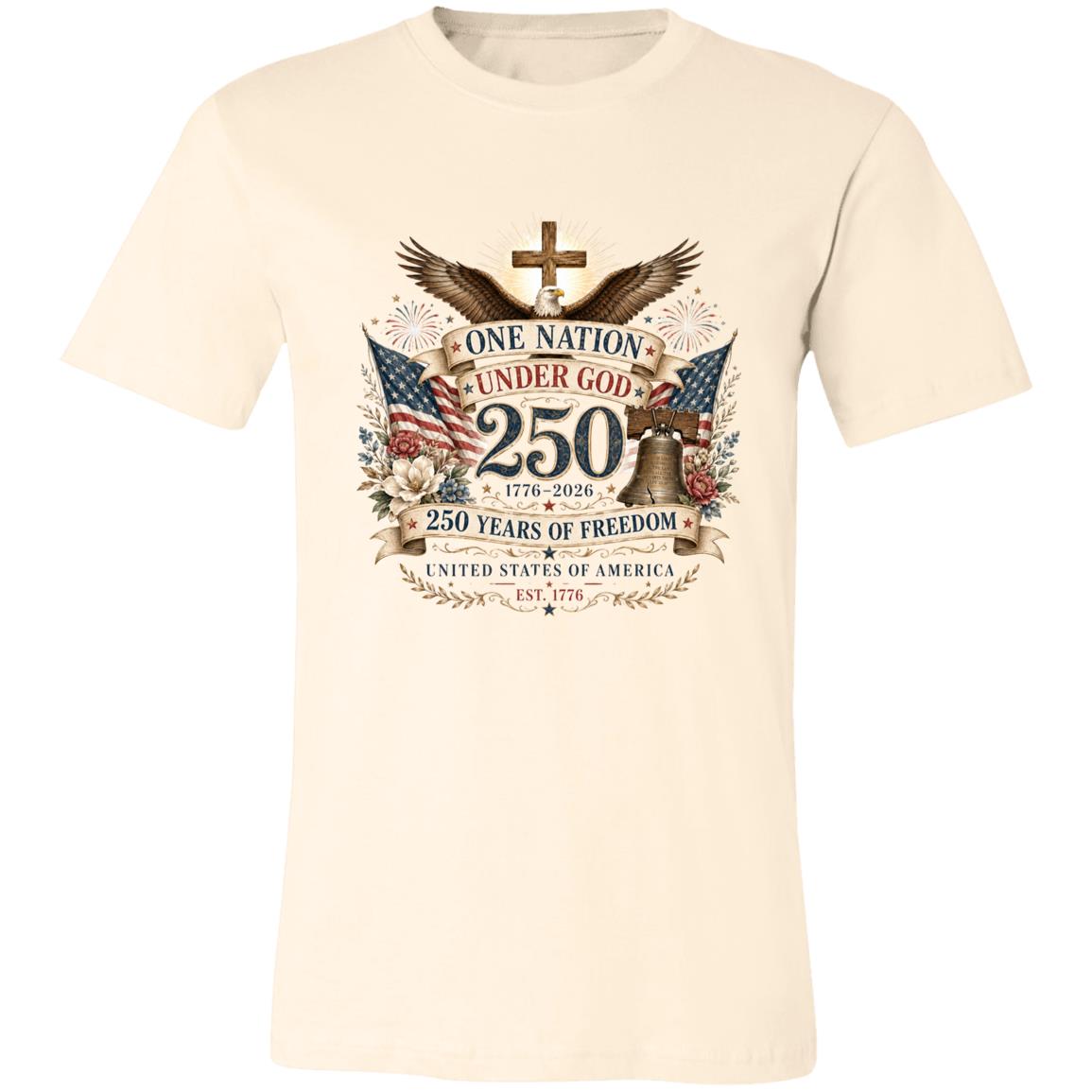 Ladies Vintage T-Shirt One Nation Under God Patriotic Freedom