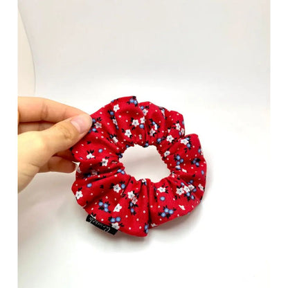 Mini Red Floral 4th of July Scrunchie