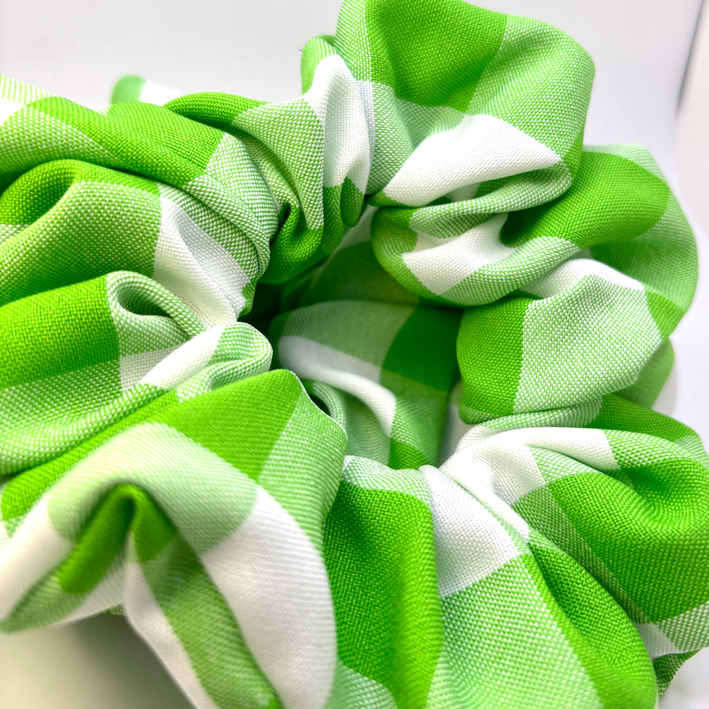 Green Gingham Summer Scrunchie