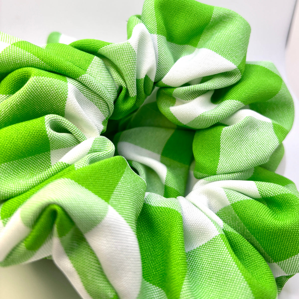 Green Gingham Summer Scrunchie