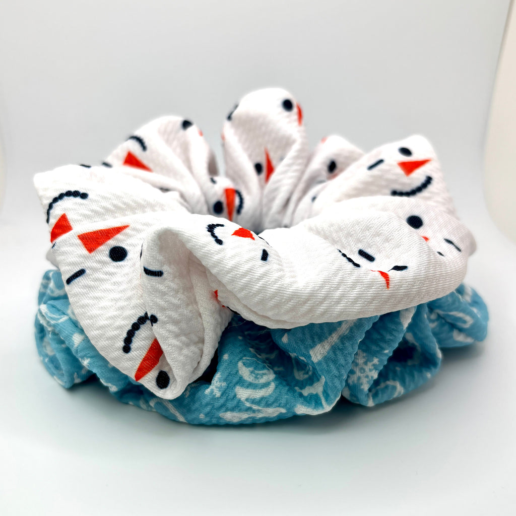 Snowman and Blue HoHoHo Christmas Scrunchie Set