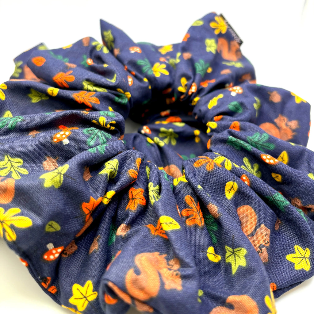 Fall Squirrels and Leaves Scrunchie