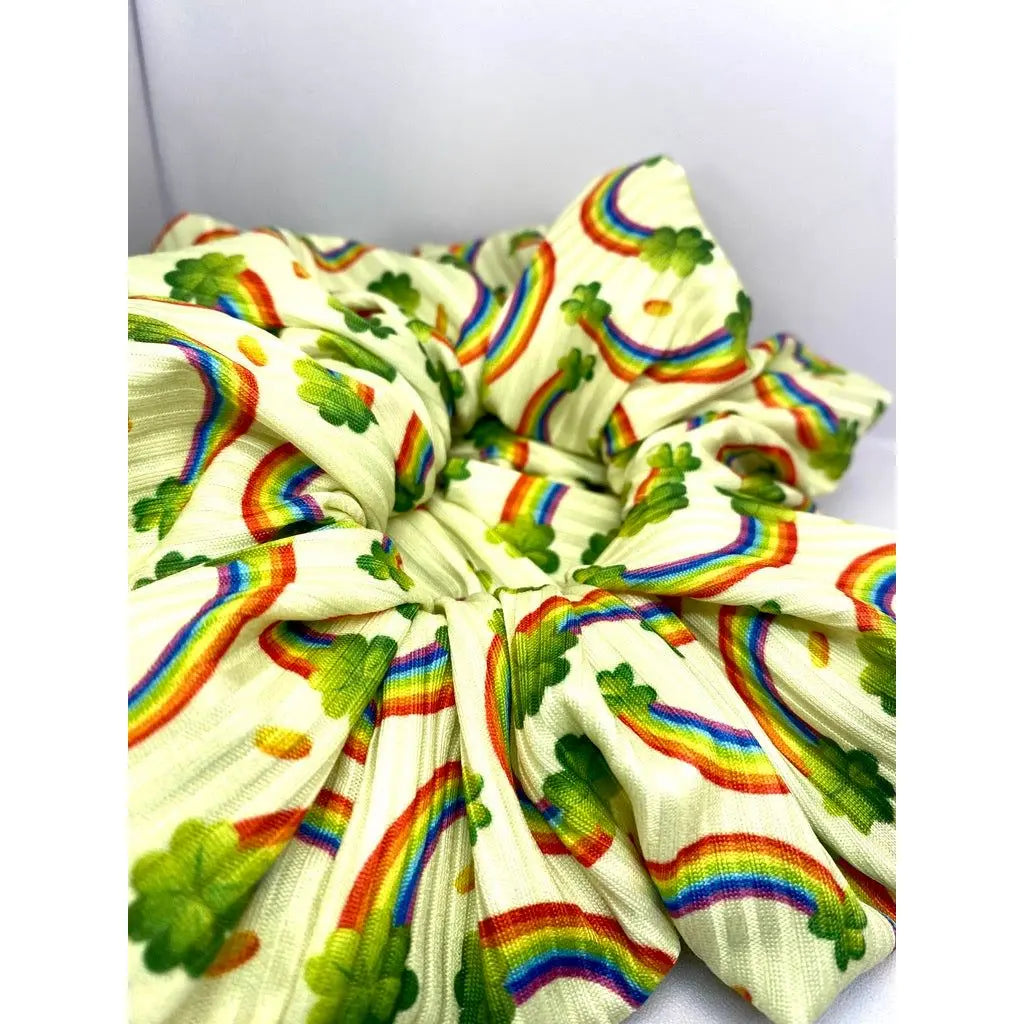 Rainbow Clover St Patrick's Day Scrunchie