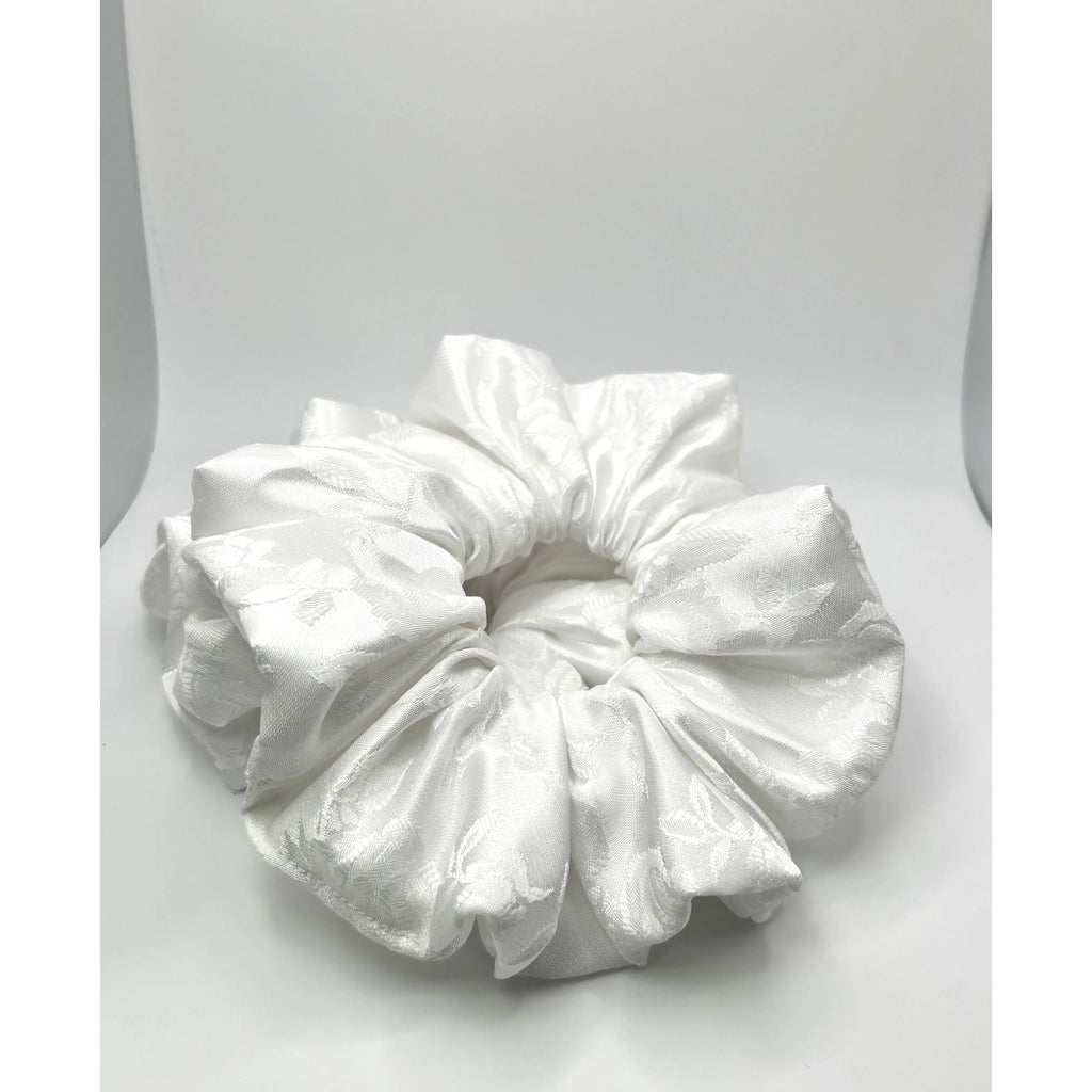 White Leaf Satin Scrunchie