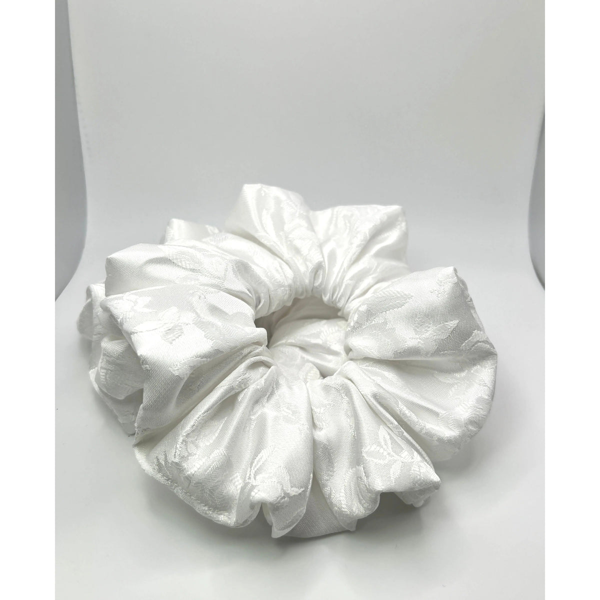 White Leaf Satin Scrunchie