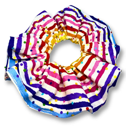 Striped and Dotted Rainbow Scrunchie