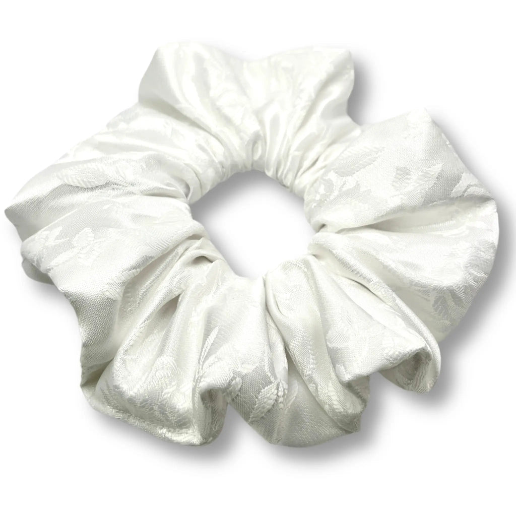 White Leaf Satin Scrunchie