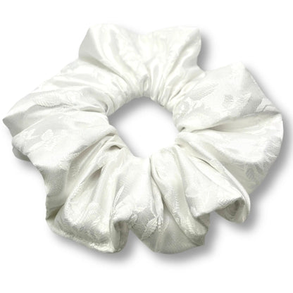 White Leaf Satin Scrunchie