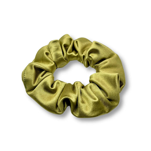 Mini Golden Olive Stretch Silk Scrunchie