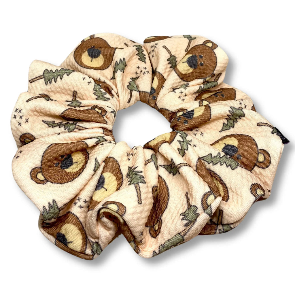 Bear and Pine Tree Fall Bullet Scrunchie