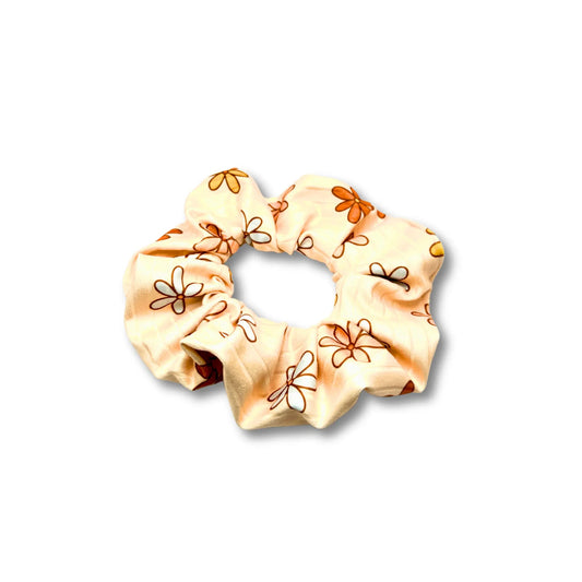 Mini Retro Flower Summer Ribbed Scrunchie