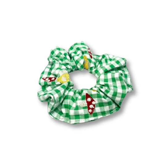 Mini Green Plaid Mushroom Scrunchie