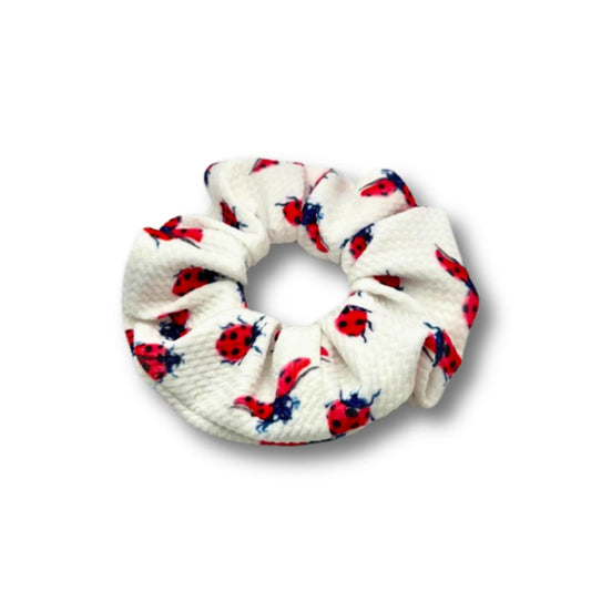 Mini White Ladybug Bullet Scrunchie