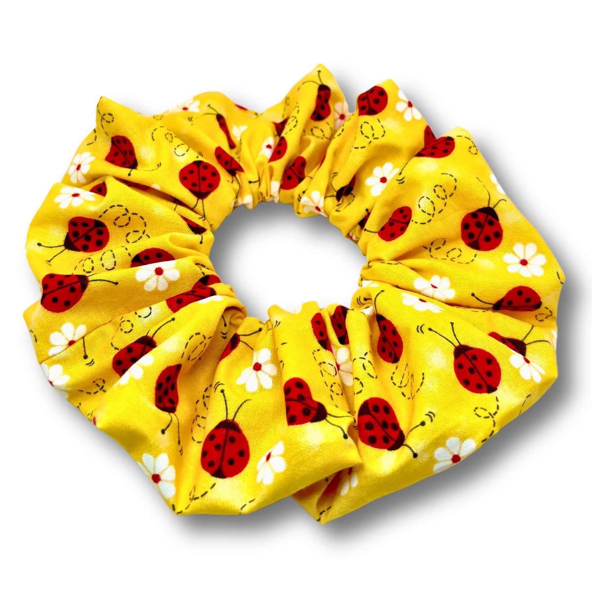 Yellow Ladybug Scrunchie