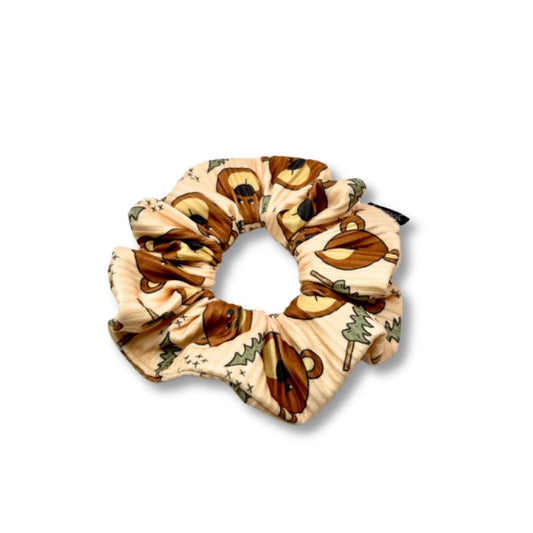 Mini Bear and Pine Tree Ribbed Scrunchie