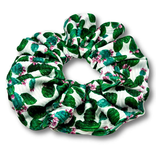 Prickly Pear Cactus Ribbed Scrunchie
