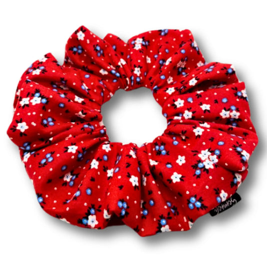 Red Floral Patriotic Scrunchie