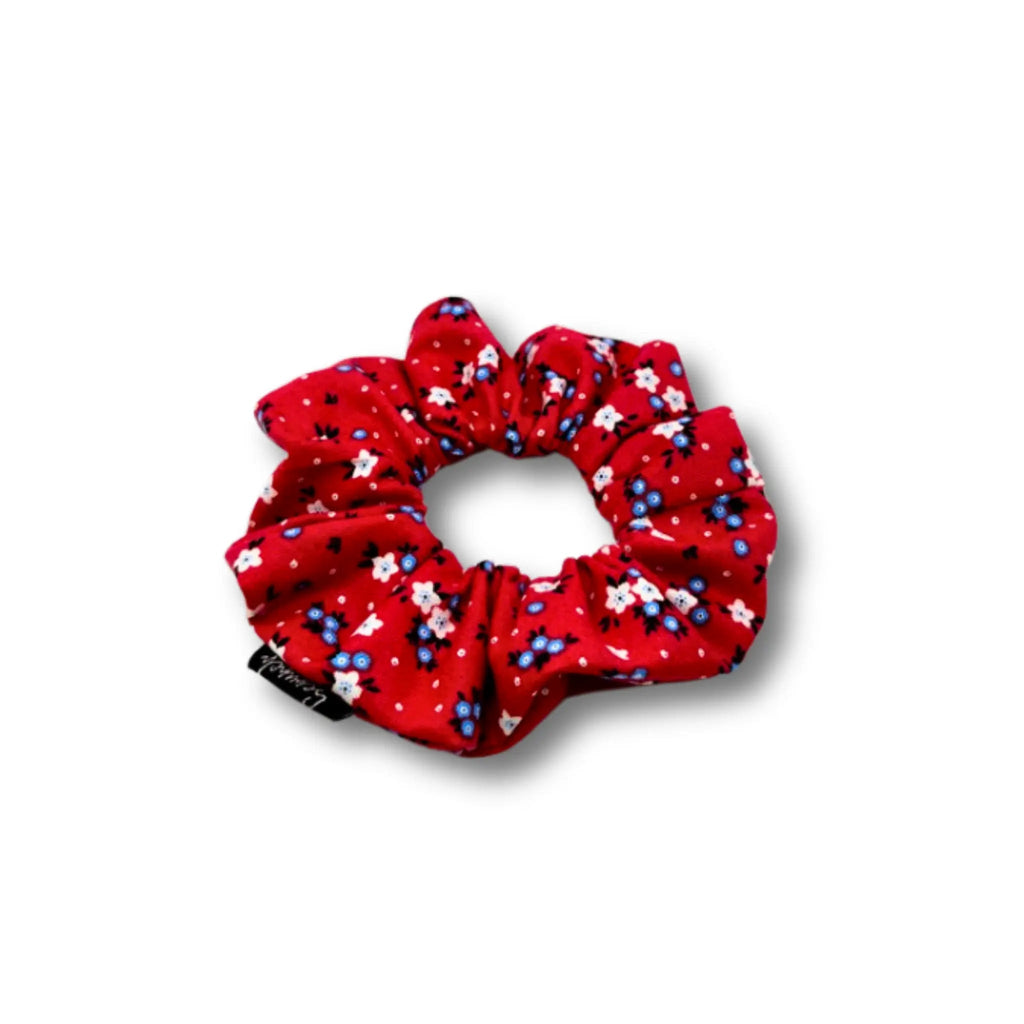 Mini Red Floral 4th of July Scrunchie
