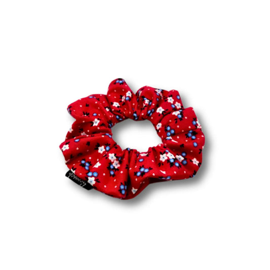 Mini Red Floral 4th of July Scrunchie