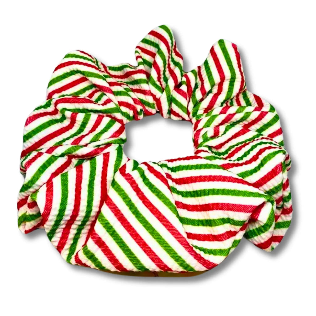 Striped Candy Cane Christmas Bullet Scrunchie