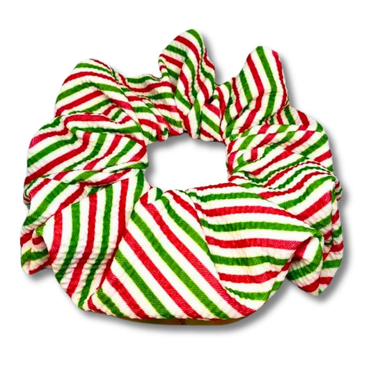 Striped Candy Cane Christmas Bullet Scrunchie