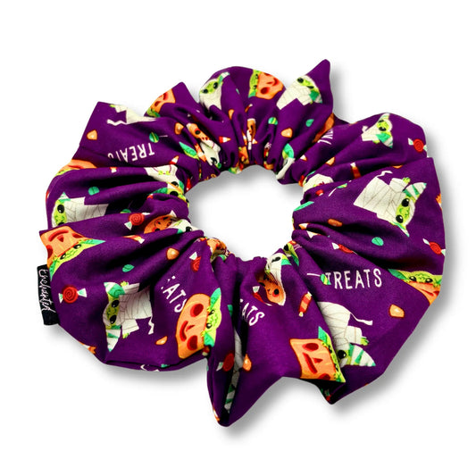 Purple Baby Yoda Halloween Scrunchie