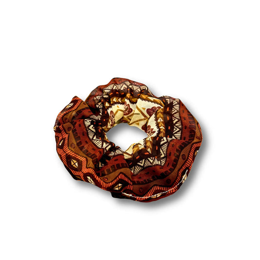 Mini Brown Geometric Scrunchie