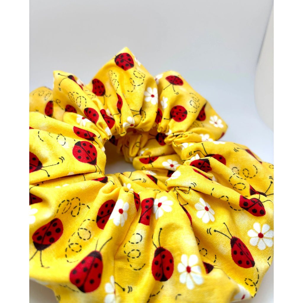 Yellow Ladybug Scrunchie
