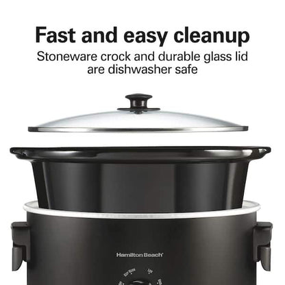 Hamilton Beach 7 qt. Black Slow Cooker with Folding Handles