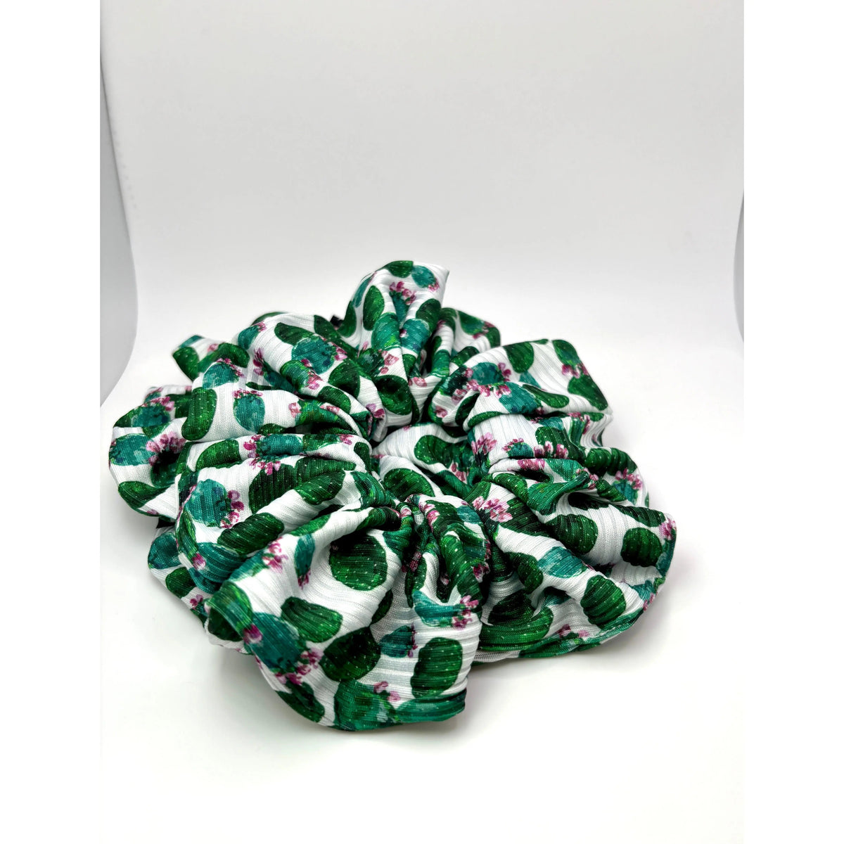 Prickly Pear Cactus Ribbed Scrunchie